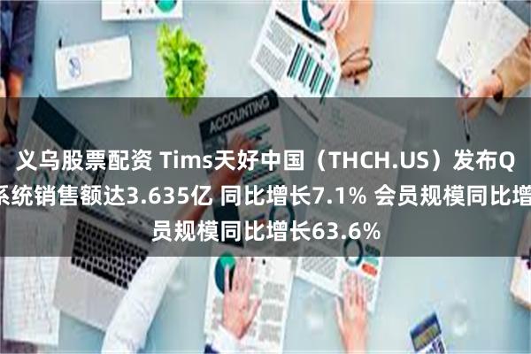 义乌股票配资 Tims天好中国（THCH.US）发布Q1业绩：系统销售额达3.635亿 同比增长7.1% 会员规模同比增长63.6%