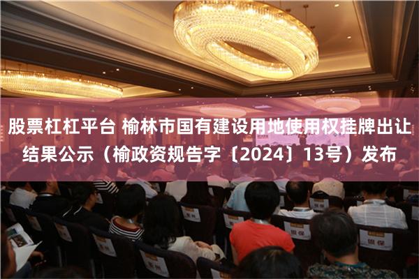 股票杠杠平台 榆林市国有建设用地使用权挂牌出让结果公示（榆政资规告字〔2024〕13号）发布