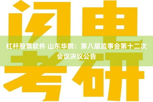 杠杆股票软件 山东华鹏：第八届监事会第十二次会议决议公告