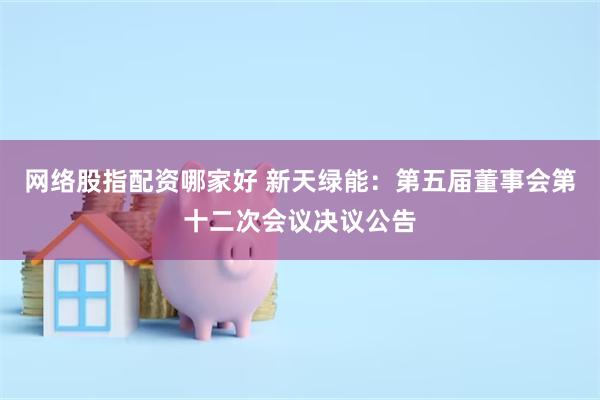 网络股指配资哪家好 新天绿能：第五届董事会第十二次会议决议公告