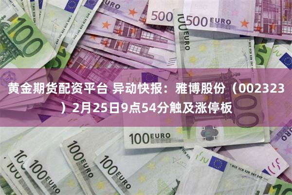 黄金期货配资平台 异动快报：雅博股份（002323）2月25日9点54分触及涨停板