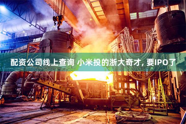 配资公司线上查询 小米投的浙大奇才, 要IPO了