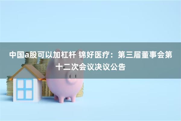 中国a股可以加杠杆 锦好医疗：第三届董事会第十二次会议决议公告